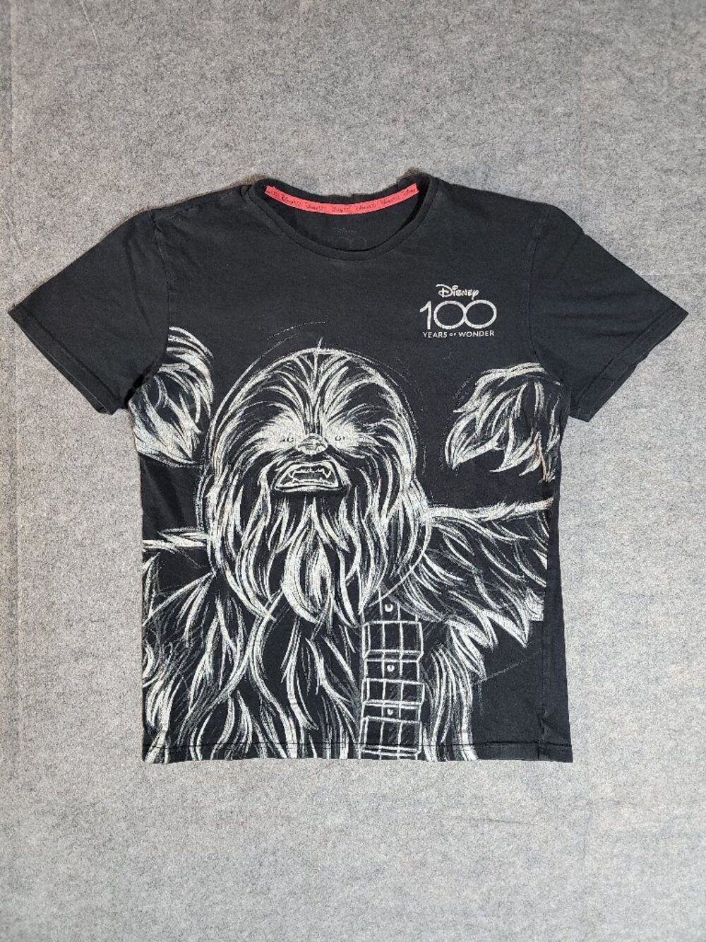 Disney 100 Star Wars Chewbacca Sketch Graphic Tee Black Size Small Mens Unisex